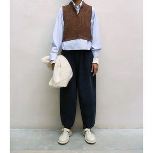 Monica Cordera Baggy Pants - Blue Cord